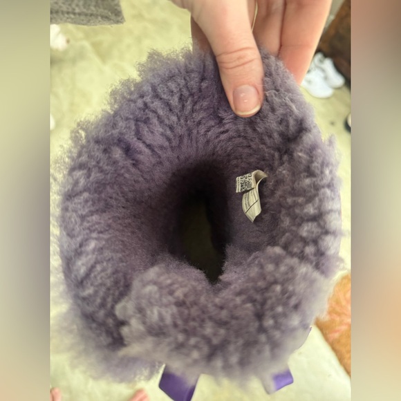 UGG Bailey Bow Boots Purple Twinface Sheepskin Size 8 Classic - Picture 7 of 12